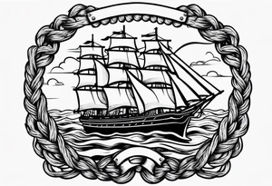rope boarder around a ship tattoo idea
