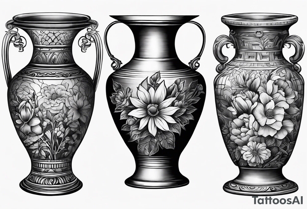 tattoo drawing ancient flower vase tattoo idea