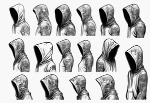 The full side view of a person in a hoodie. tattoo idea