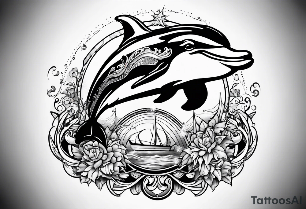 dolphin representing victory tattoo idea