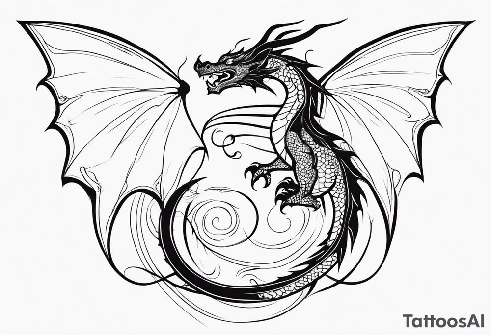 dragon with a butterfly design tattoo idea