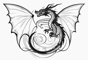 dragon with a butterfly design tattoo idea