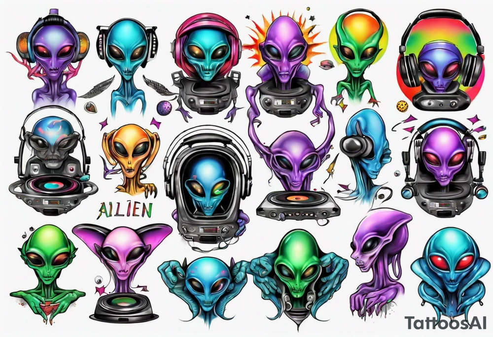 Alien DJ tattoo idea
