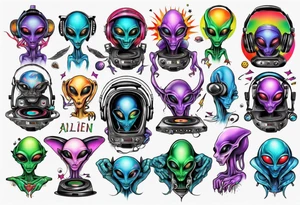 Alien DJ tattoo idea