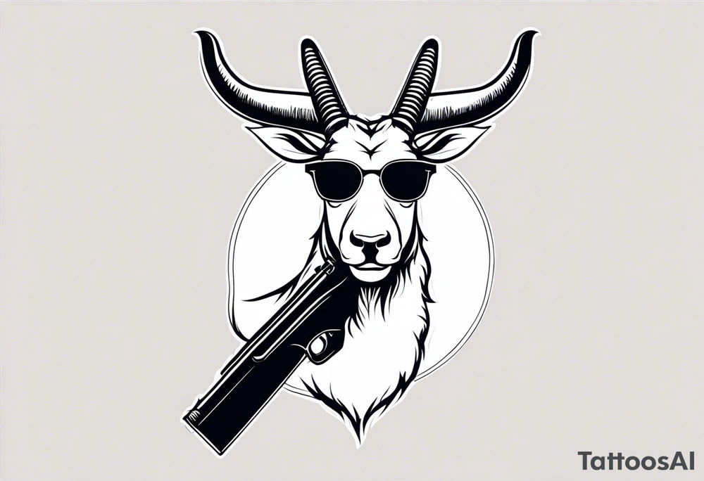 capricorn with sunglasses and shotgun tattoo idea