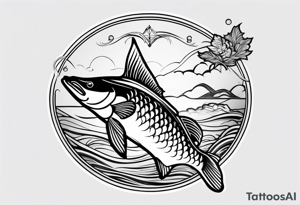 out line of walleye simple tattoo idea