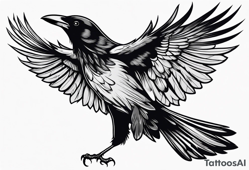 outline of a crow with open wings tattoo idea