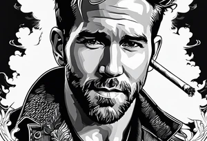 Ryan Reynolds smoking cigarette tattoo idea