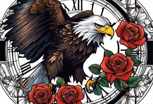 eagle, rose, clock , love tattoo idea