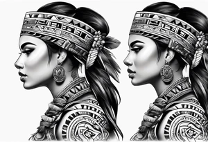 Aztec princess side profile tattoo idea