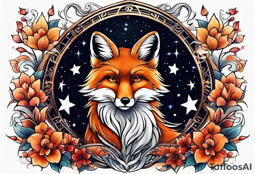 fox looking at the stars tattoo idea