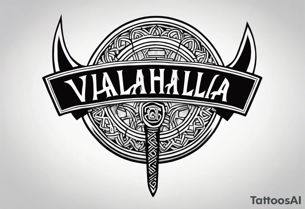 Valhalla round shield 
 axe strength tattoo idea