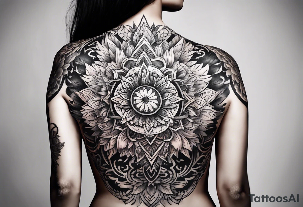 back tattoo covering the whole back drawing tattoo idea