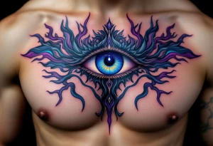 The Third Eye (Ajna Chakra) – A mystical eye on the forehead symbolizing higher consciousness, often in violet or indigo tones. tattoo idea