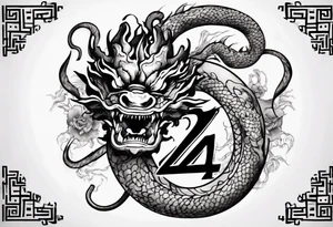 Number 24 with a Chinese dragon around it tattoo idea