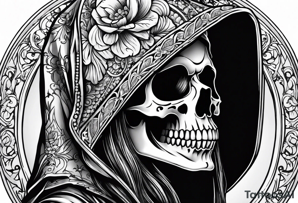 lady skeleton grim reaper tattoo idea