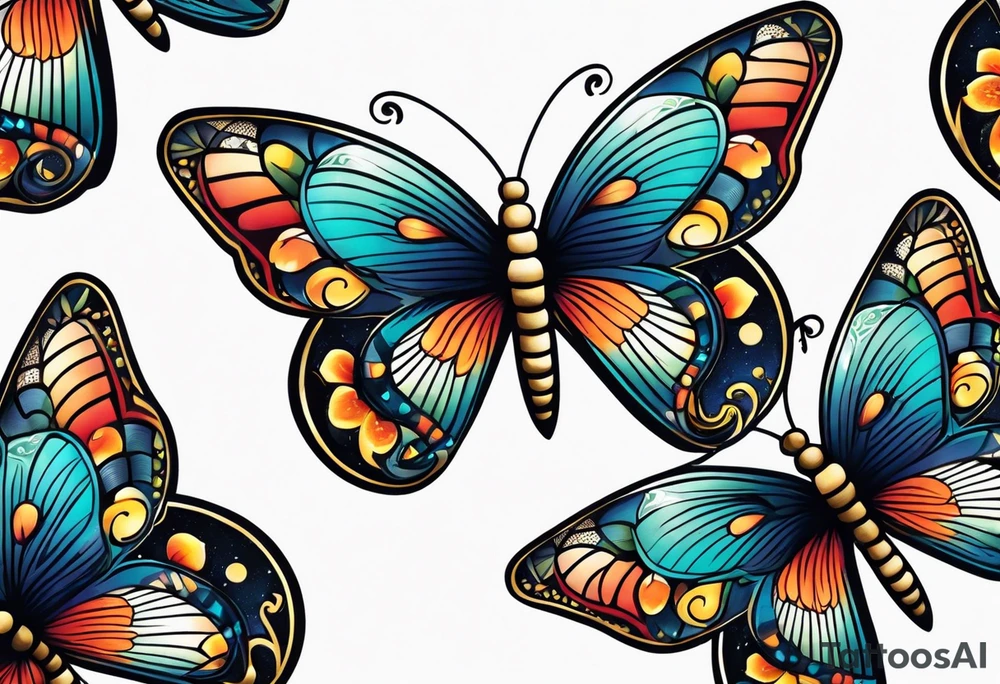 Butterflies with snake tattoo idea