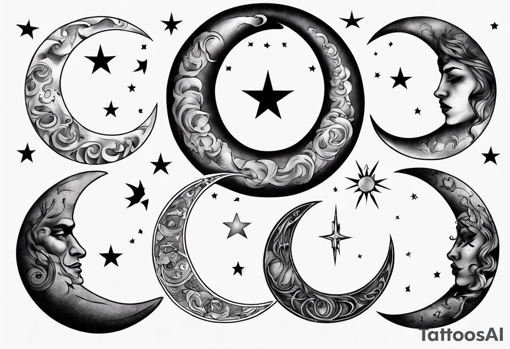 crescent moon with shading masculine tattoo tattoo idea