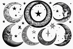crescent moon with shading masculine tattoo tattoo idea
