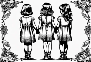 3 little Girls holding hands tattoo idea