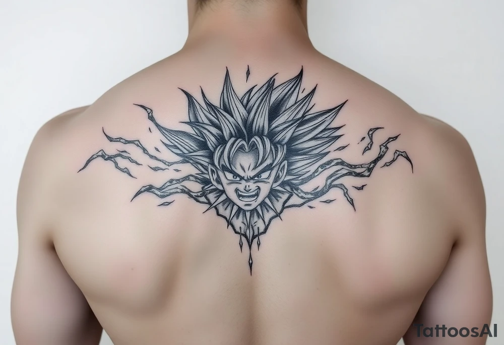 legendary dragonball z scene with energy aura and power effects tattoo idea