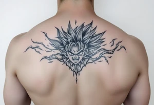 legendary dragonball z scene with energy aura and power effects tattoo idea