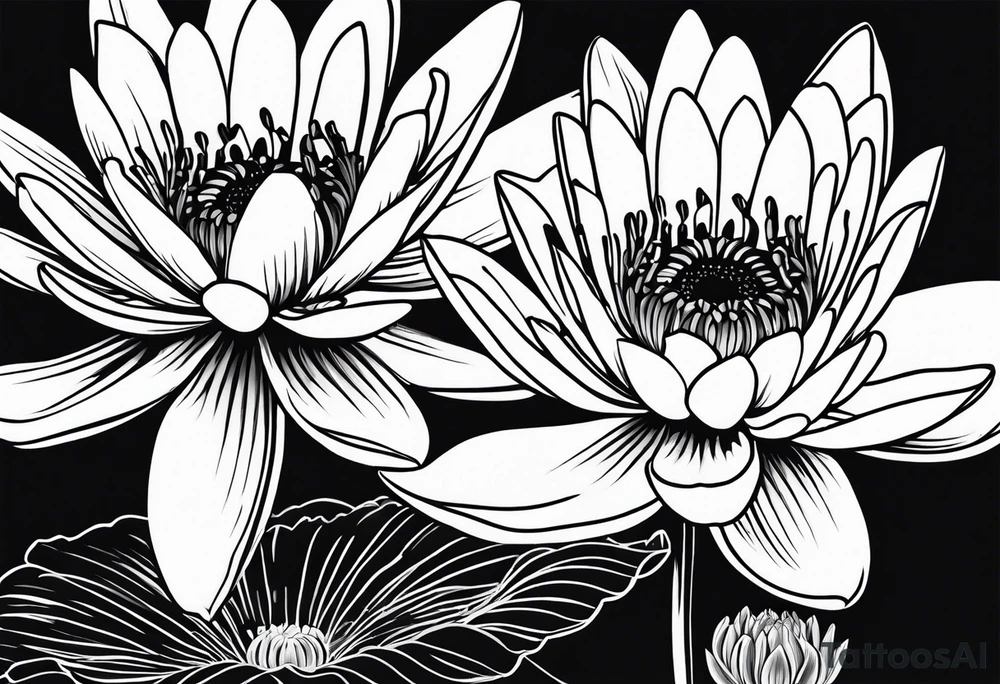 Water lily and Daisy minimalist tattoo idea