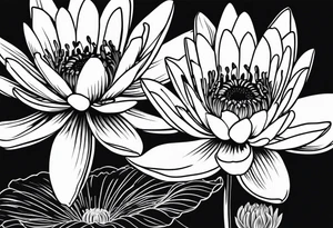 Water lily and Daisy minimalist tattoo idea
