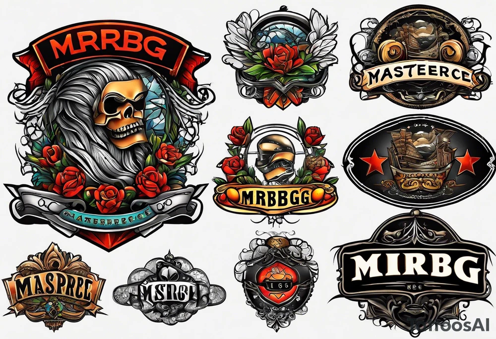 logo-type tattoo word "MRBG" tattoo idea