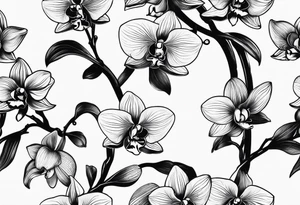 vertical minimal design with 
orchids tattoo idea