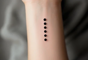 Three charcoal black dots forming a vertical ellipsis. tattoo idea