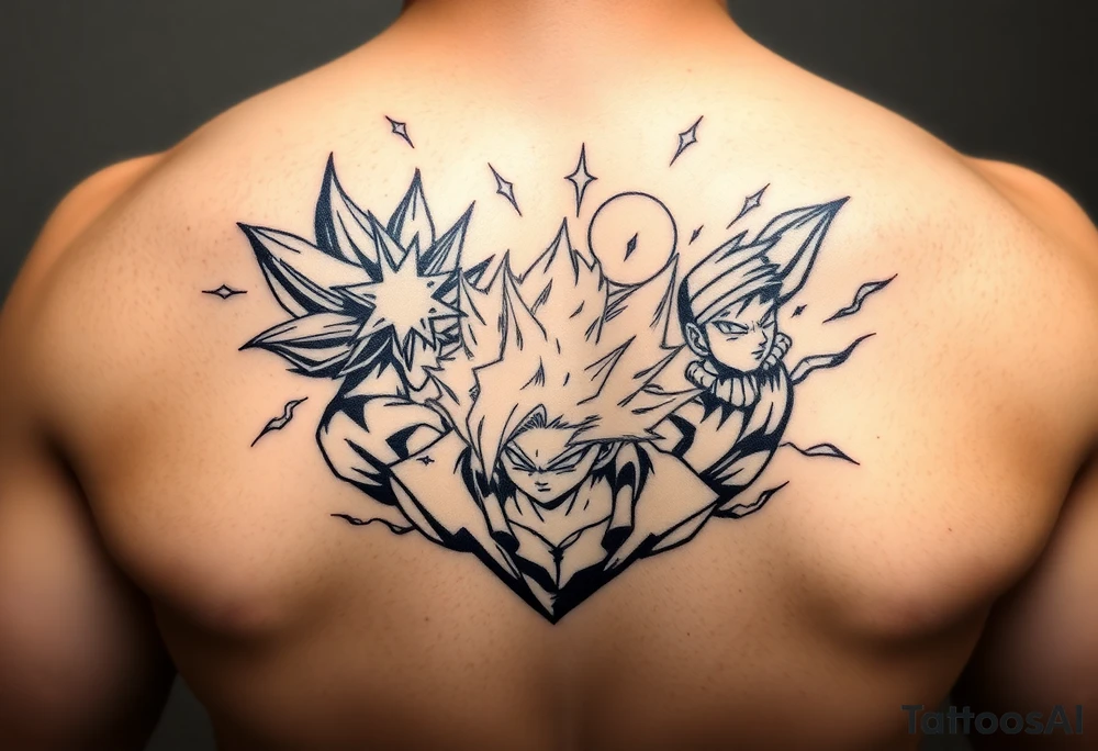 legendary dragonball z scene with energy aura and power effects tattoo idea