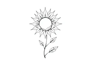 Sun rise flower with stem and leaves tattoo idea