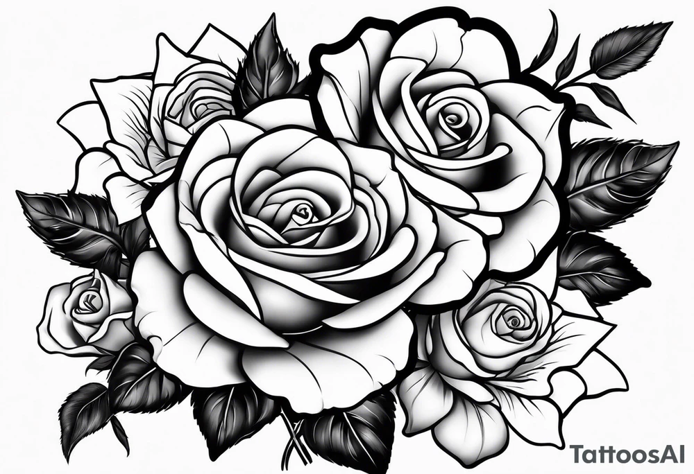 2 violets and 1 rose tattoo idea