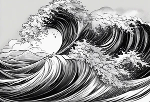 picture 8 by 8 centimeters of sea waves during a storm tattoo idea