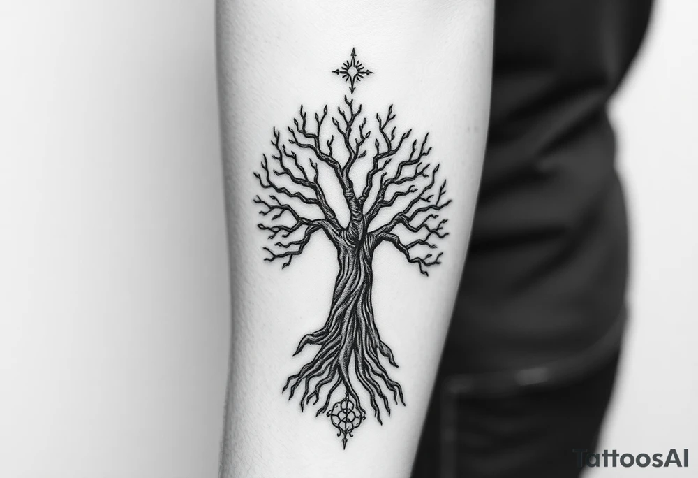 tree of life with cosmic roots and celestial branches tattoo idea