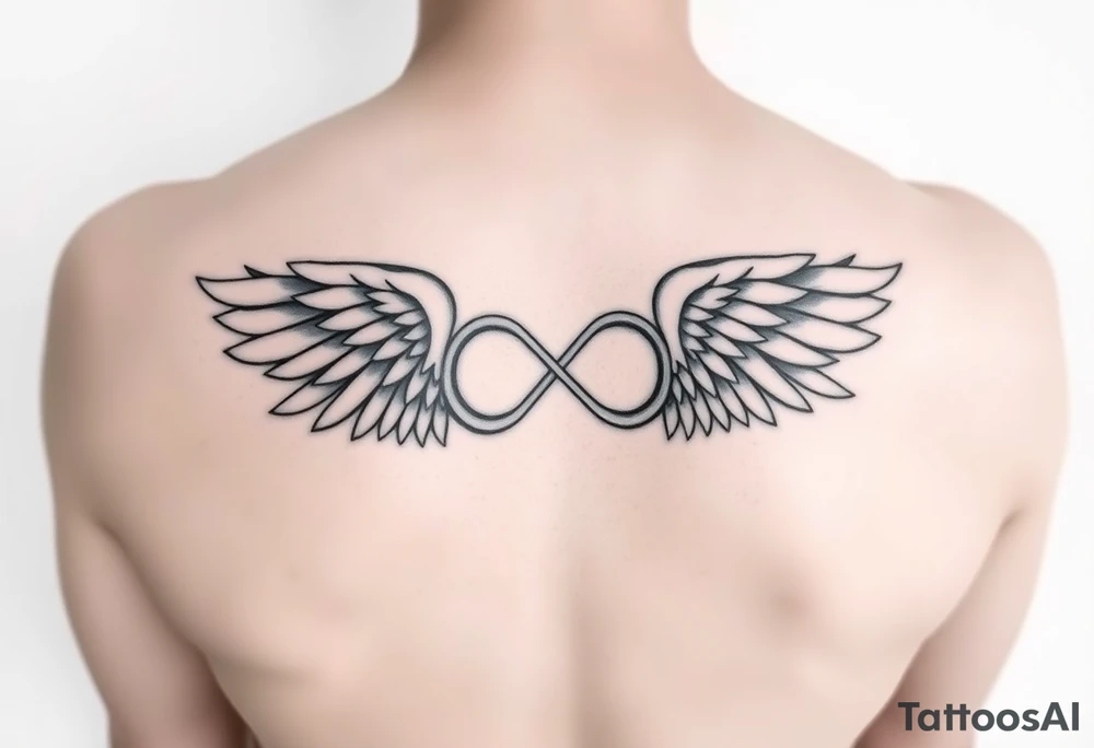 Infinity Loop made of wings white background tattoo idea