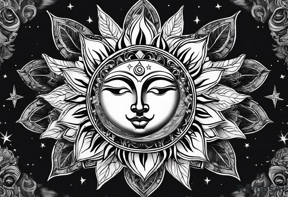 sun and moon tattoo idea