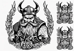 viking holding a beer tattoo idea