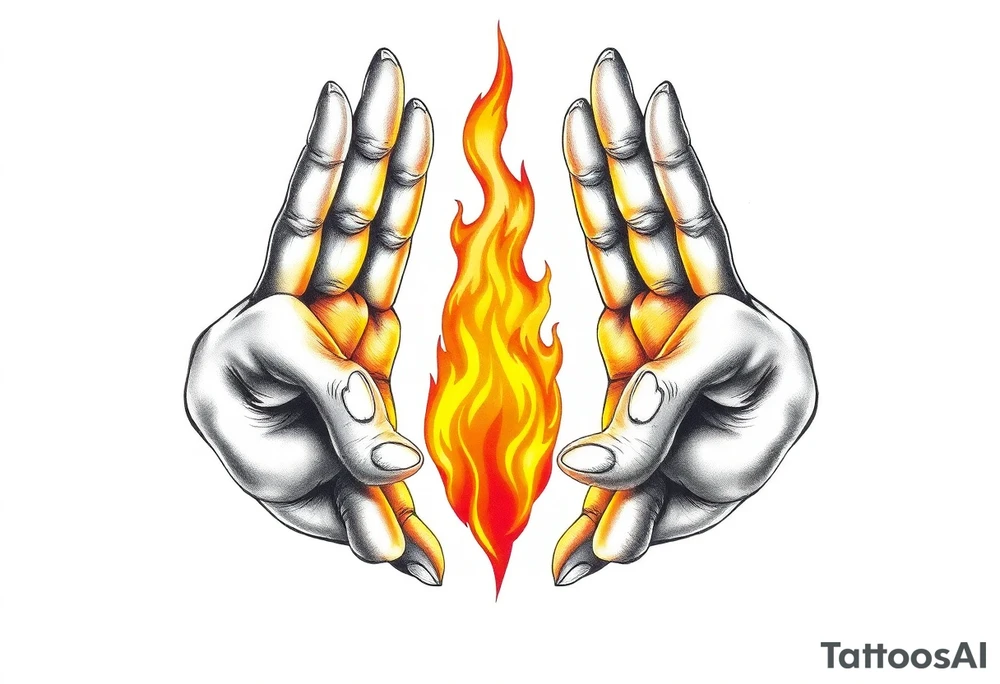 Fire between hands tattoo idea