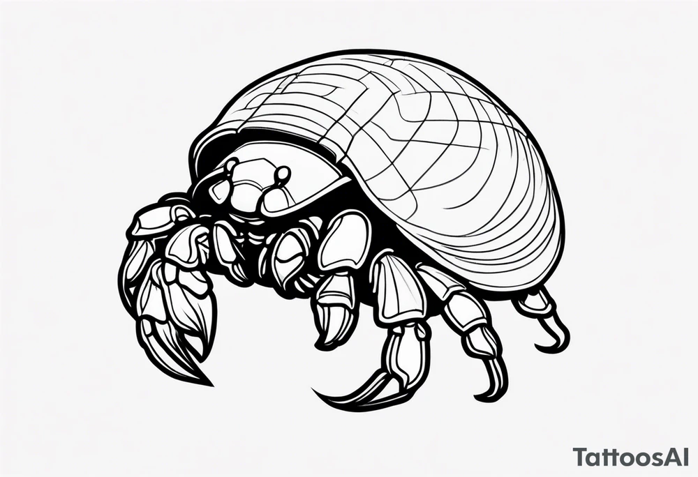 Line work hermit crab tattoo idea