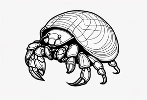 Line work hermit crab tattoo idea