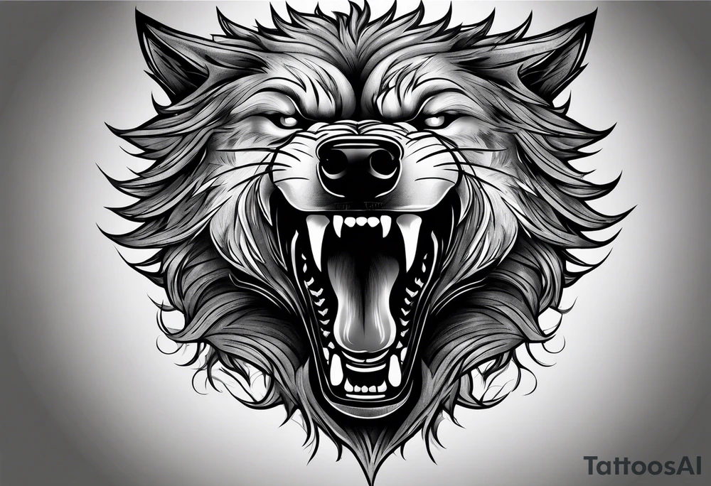 angry alpha wolf tattoo idea