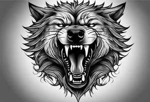 angry alpha wolf tattoo idea