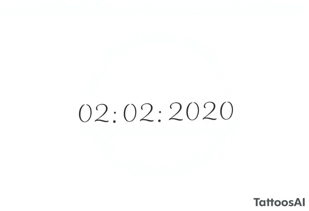 Simple 02.02.2020 in thin uppercase type and a muted olive green circle behind it. tattoo idea