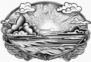 Sunrays and clouds tattoo idea