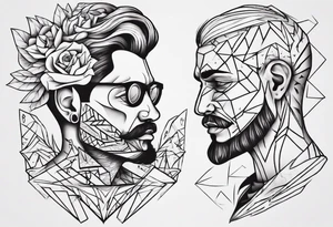 dad and son contour tattoo idea