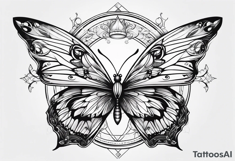 Butterfly with angel wings tattoo idea