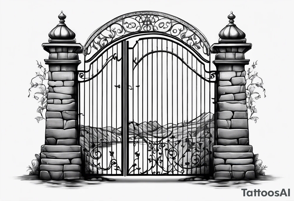 A piece of rock with a gate on it tattoo idea