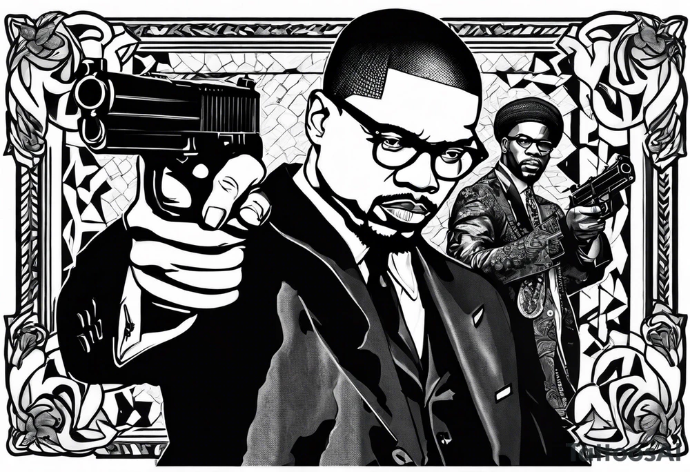 black history , malcom x with a gun , black panthers tattoo idea